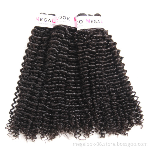 Megalook Wholesale Kinky Curly Virgin Hair 10A 11A 12A Grade Peruvian Virgin Hair Extension, One Single Donor Virgin Human Hair